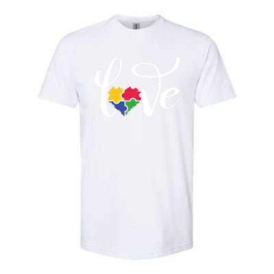 Love Autism Awareness Day ValentineS Day Puzzle Piece Heart Gift Softstyle CVC T-Shirt