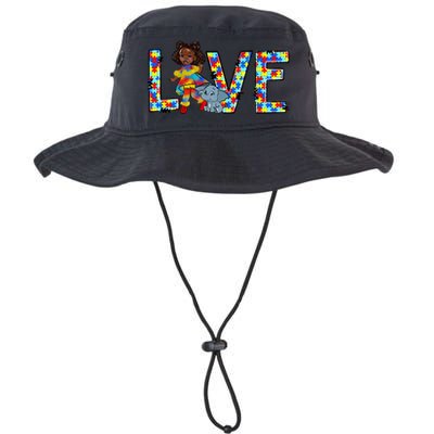 Love Autism Awareness African Black Girl Kid Toddler Melanin Long Sleeve Bucket Hat