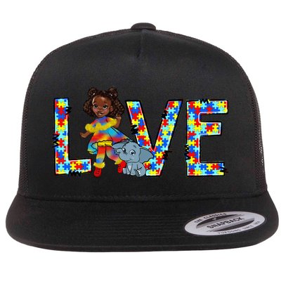 Love Autism Awareness African Black Girl Kid Toddler Melanin Long Sleeve Flatbill Hat