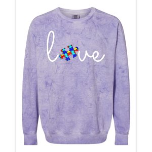 Love Autism Awareness Puzzle Piece Colorblast Crewneck Sweatshirt