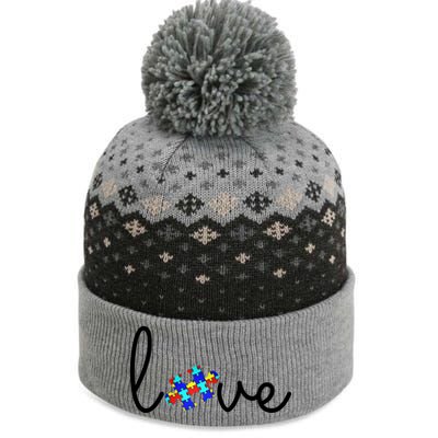 Love Autism Awareness Puzzle Piece The Baniff Cuffed Pom Beanie