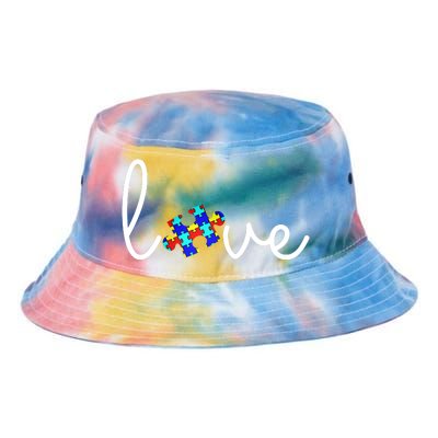 Love Autism Awareness Puzzle Piece Tie Dye Newport Bucket Hat