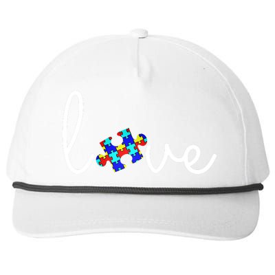 Love Autism Awareness Puzzle Piece Snapback Five-Panel Rope Hat