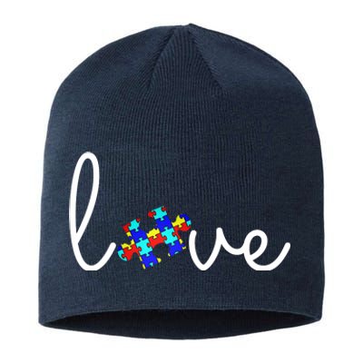 Love Autism Awareness Puzzle Piece Sustainable Beanie