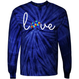 Love Autism Awareness Puzzle Piece Tie-Dye Long Sleeve Shirt