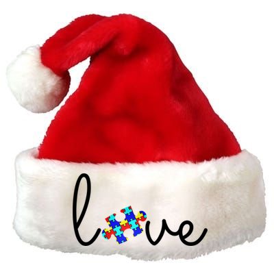 Love Autism Awareness Puzzle Piece Premium Christmas Santa Hat