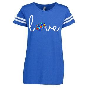 Love Autism Awareness Puzzle Piece Enza Ladies Jersey Football T-Shirt