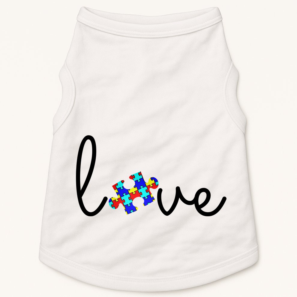 Love Autism Awareness Puzzle Piece Doggie Tank