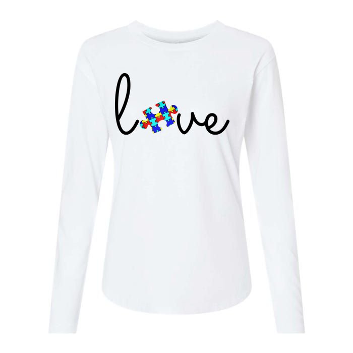 Love Autism Awareness Puzzle Piece Womens Cotton Relaxed Long Sleeve T-Shirt