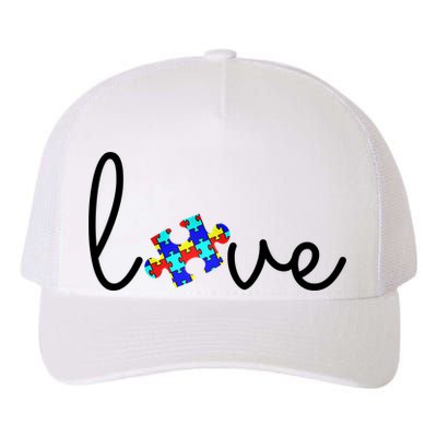 Love Autism Awareness Puzzle Piece Yupoong Adult 5-Panel Trucker Hat