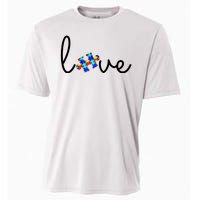 Love Autism Awareness Puzzle Piece Cooling Performance Crew T-Shirt