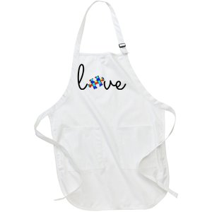 Love Autism Awareness Puzzle Piece Full-Length Apron With Pockets