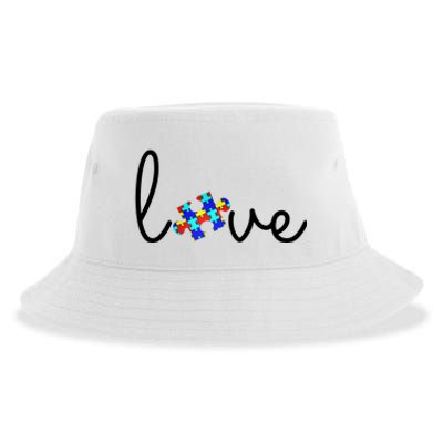 Love Autism Awareness Puzzle Piece Sustainable Bucket Hat