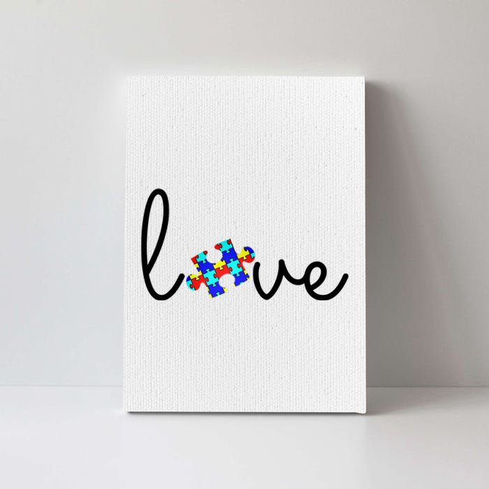 Love Autism Awareness Puzzle Piece Canvas