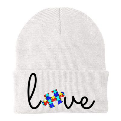 Love Autism Awareness Puzzle Piece Knit Cap Winter Beanie