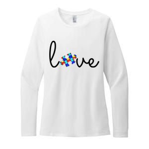 Love Autism Awareness Puzzle Piece Womens CVC Long Sleeve Shirt