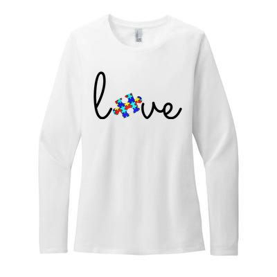 Love Autism Awareness Puzzle Piece Womens CVC Long Sleeve Shirt