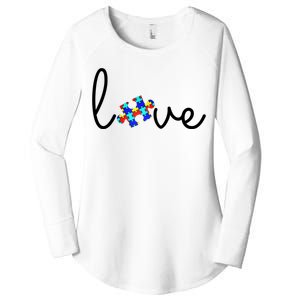 Love Autism Awareness Puzzle Piece Women's Perfect Tri Tunic Long Sleeve Shirt