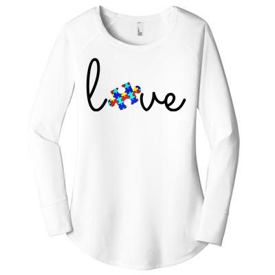 Love Autism Awareness Puzzle Piece Women's Perfect Tri Tunic Long Sleeve Shirt