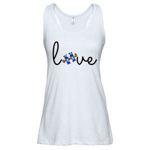 Love Autism Awareness Puzzle Piece Ladies Essential Flowy Tank