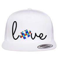 Love Autism Awareness Puzzle Piece Flatbill Hat