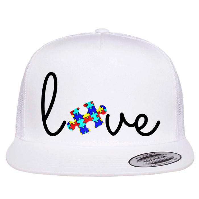 Love Autism Awareness Puzzle Piece Flatbill Hat