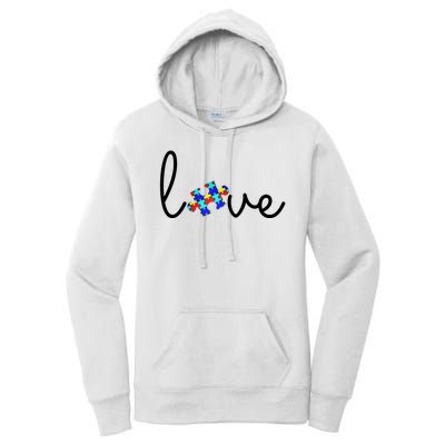 Love Autism Awareness Puzzle Piece Women's Pullover Hoodie