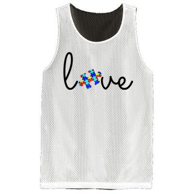 Love Autism Awareness Puzzle Piece Mesh Reversible Basketball Jersey Tank