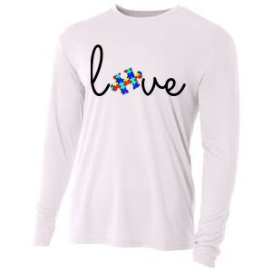 Love Autism Awareness Puzzle Piece Cooling Performance Long Sleeve Crew