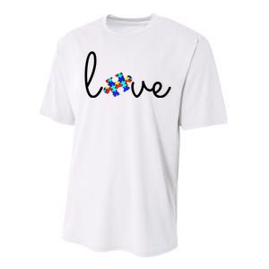 Love Autism Awareness Puzzle Piece Performance Sprint T-Shirt