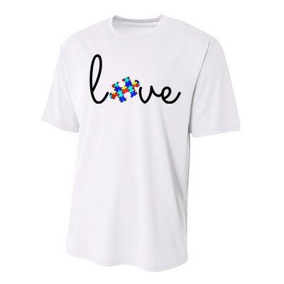 Love Autism Awareness Puzzle Piece Performance Sprint T-Shirt