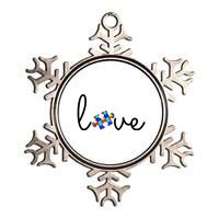 Love Autism Awareness Puzzle Piece Metallic Star Ornament