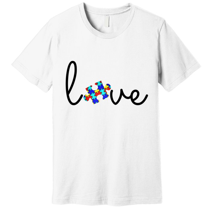 Love Autism Awareness Puzzle Piece Premium T-Shirt