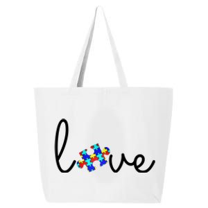 Love Autism Awareness Puzzle Piece 25L Jumbo Tote