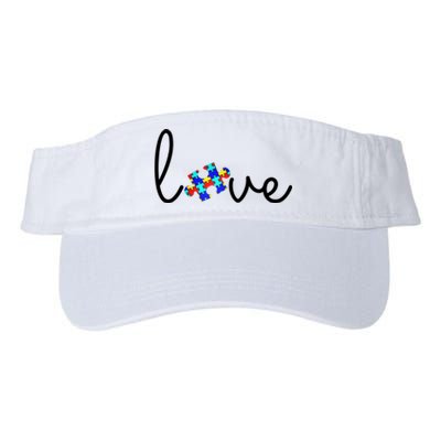 Love Autism Awareness Puzzle Piece Valucap Bio-Washed Visor