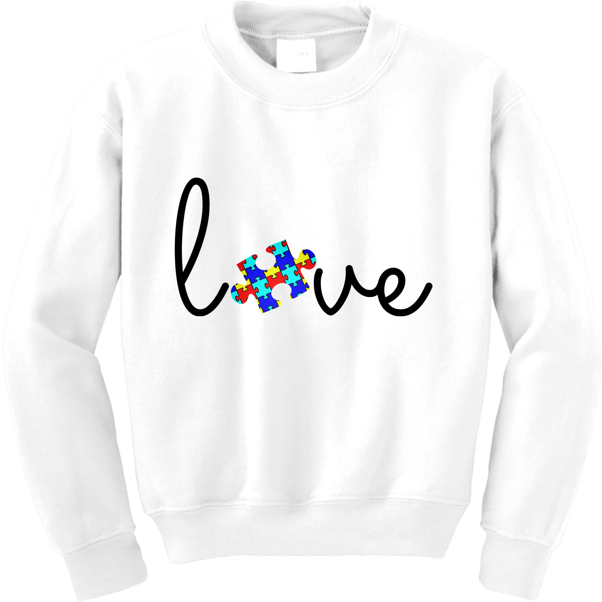 Love Autism Awareness Puzzle Piece Kids Sweatshirt