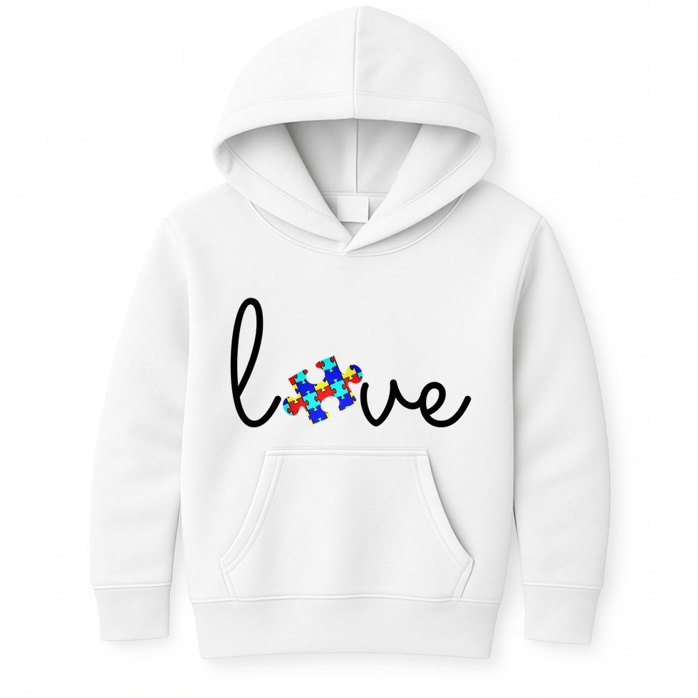 Love Autism Awareness Puzzle Piece Kids Hoodie