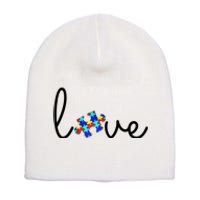 Love Autism Awareness Puzzle Piece Short Acrylic Beanie