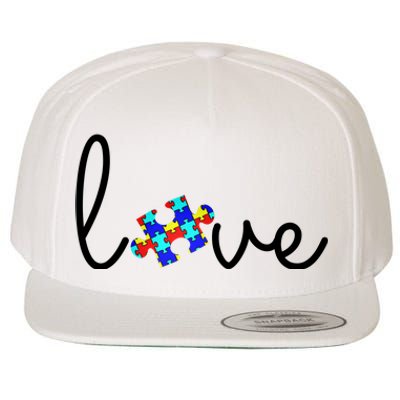 Love Autism Awareness Puzzle Piece Wool Snapback Cap