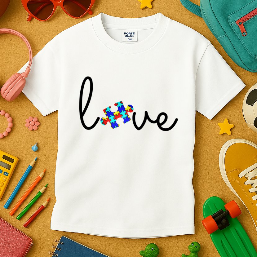 Love Autism Awareness Puzzle Piece Kids T-Shirt