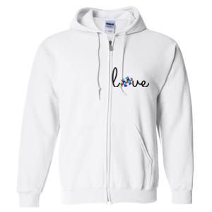 Love Autism Awareness Puzzle Piece Full Zip Hoodie