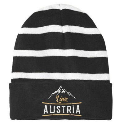 Linz Austria Austrian Striped Beanie with Solid Band