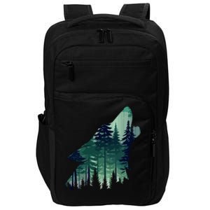 Landscape Animal Art Nature Forest Hiking Howling Wolf Gift Impact Tech Backpack