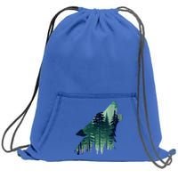 Landscape Animal Art Nature Forest Hiking Howling Wolf Gift Sweatshirt Cinch Pack Bag