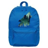 Landscape Animal Art Nature Forest Hiking Howling Wolf Gift 16 in Basic Backpack