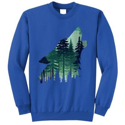 Landscape Animal Art Nature Forest Hiking Howling Wolf Gift Tall Sweatshirt