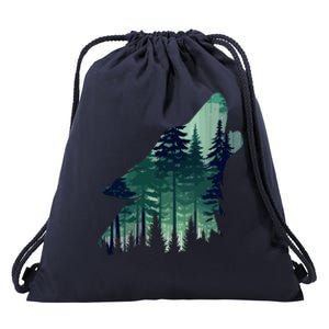 Landscape Animal Art Nature Forest Hiking Howling Wolf Gift Drawstring Bag