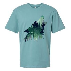 Landscape Animal Art Nature Forest Hiking Howling Wolf Gift Sueded Cloud Jersey T-Shirt