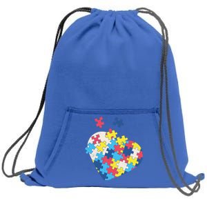 Love Autism Awareness Puzzle Pieces Gift Design Idea Gift Sweatshirt Cinch Pack Bag