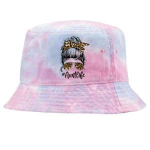 Leopard Auties Aunt Life Cute Messy Bun Mother's Day Tie-Dyed Bucket Hat